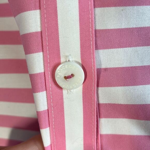 Foxcroft NYC Heritage Non Iron Shaped Tunic Sz 4 pink and white striped - Picture 3 of 9